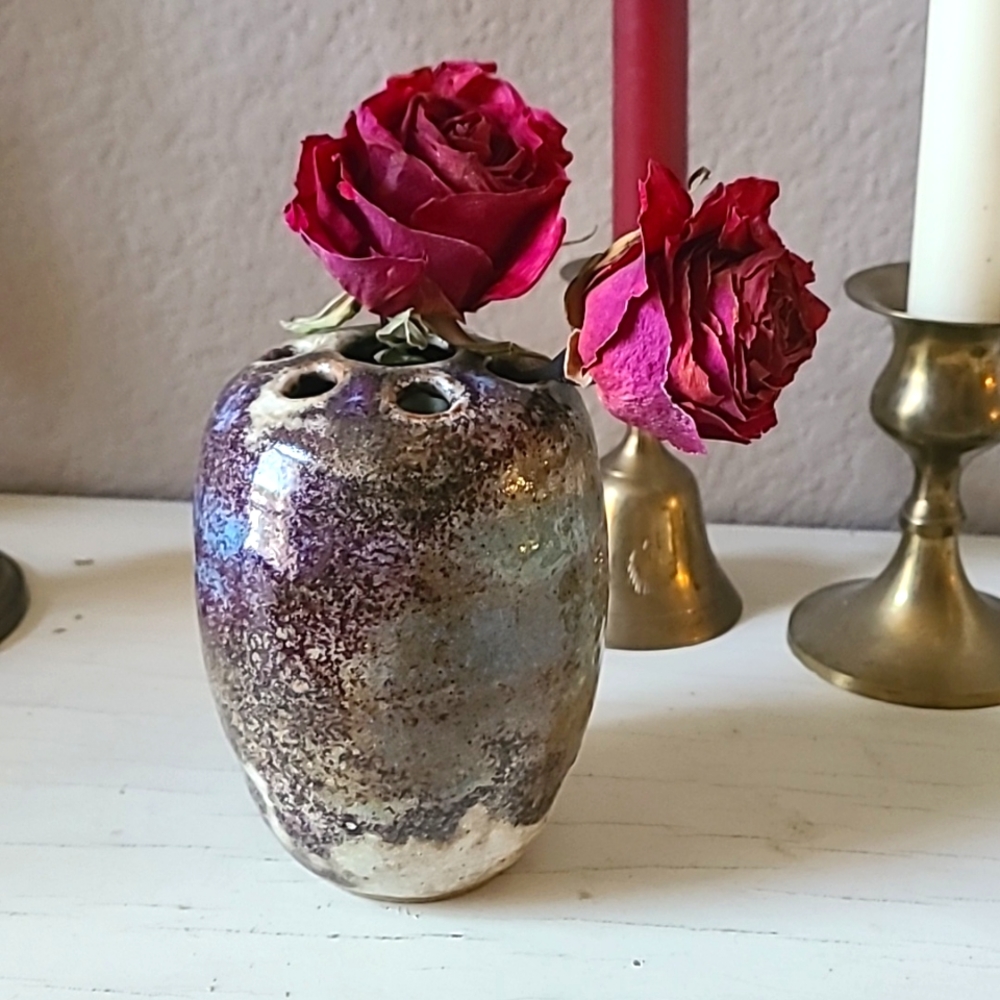 * Vintage Stone Ceramic floral frog